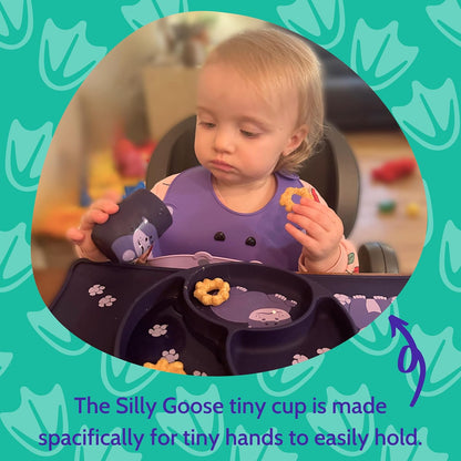 Silicone Baby Feeding Set with Cute Bib, Suction Divided Plate, Open Top Cup, and Travel Placemat, Cute Bear Design, Baby Led Weaning Supplies for Babies and Toddlers, Dishwasher Friendly