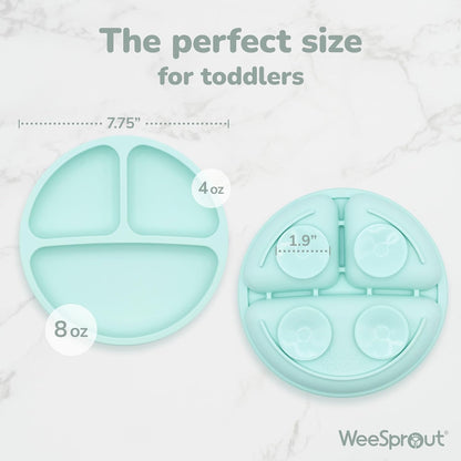 Silicone Mealtime Essentials Bundle | Ages 4+ Months | Suction Plates, Suction Bowls, Self-Feeding & Infant Feeding Spoons