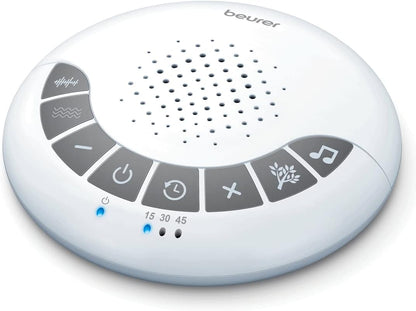Beurer White Noise Machine with 4 Soothing Sounds | Sound Machine with Auto Shut-Off Sleep Timer | Portable White Noise Machine for Adults, Kids & Babies | Dreamsound Sleep Machine, SL15