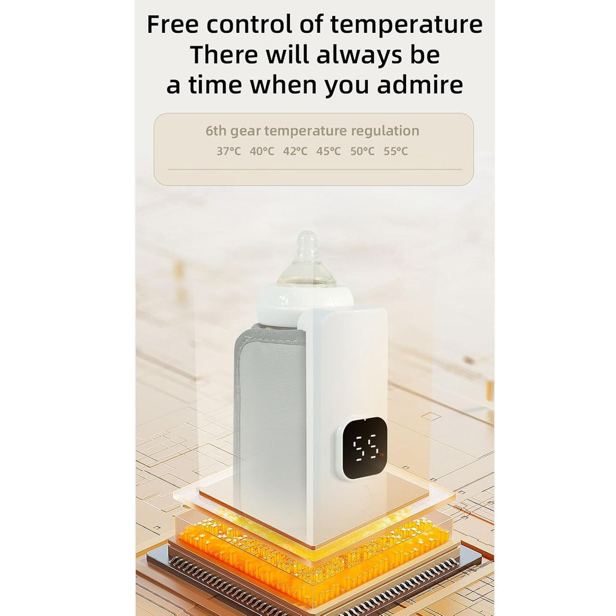 Portable Milk Warmer, Plastic Baby Bottle Heater Bag with 2000mAh Rechargeable Battery, USB Charging, Built in Heating for Travel Feeding, Baby Care and On the Go Use