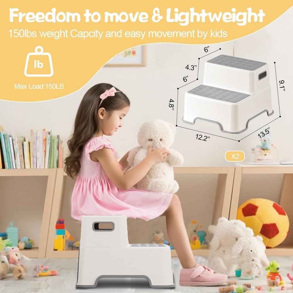 Toddler Step Stool for Bathroom Sink, 2 Pack Step Stool for Kids