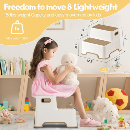 Toddler Step Stool for Bathroom Sink, 2 Pack Step Stool for Kids