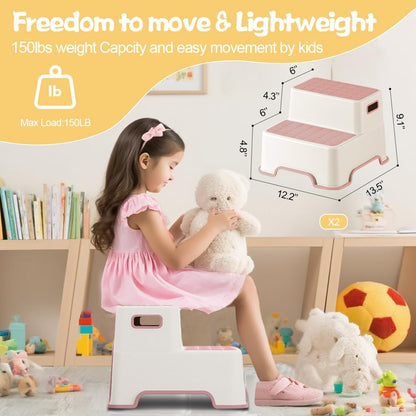 Toddler Step Stool for Bathroom Sink, 2 Pack Step Stool for Kids