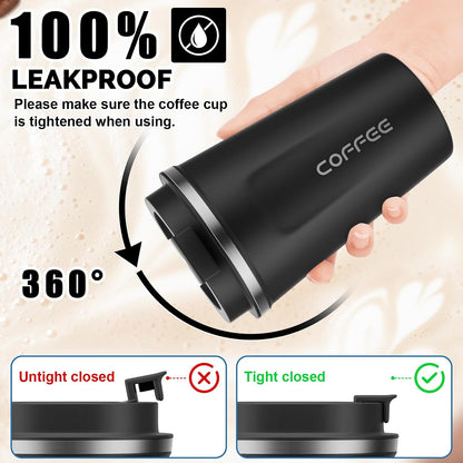 17oz Travel Coffee Mug, Insulated Coffee Cup with Leakproof Lid | 6-Hour Heat Retention, 360°Leak proof, Vacuum Stainless Steel Double Walled, BPA-free, Reusable And To Go Coffee Mug