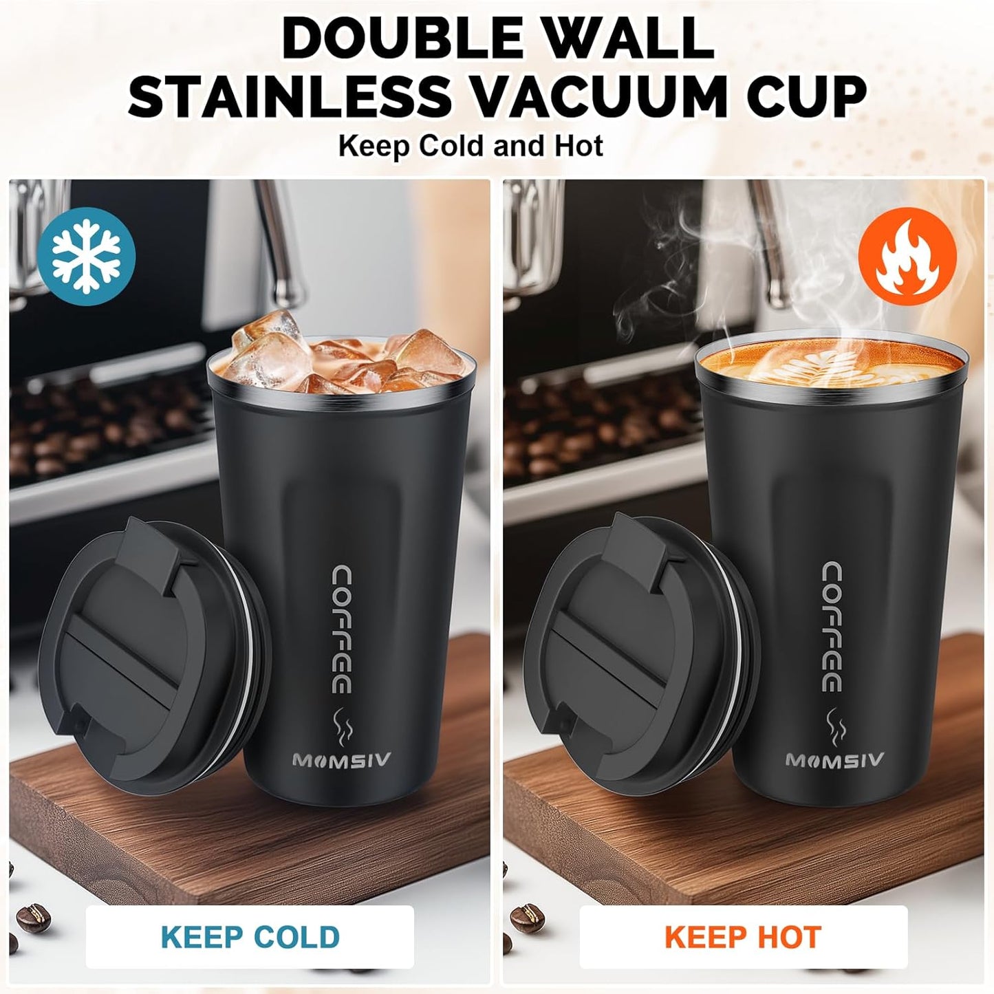 17oz Travel Coffee Mug, Insulated Coffee Cup with Leakproof Lid | 6-Hour Heat Retention, 360°Leak proof, Vacuum Stainless Steel Double Walled, BPA-free, Reusable And To Go Coffee Mug