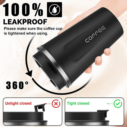 17oz Travel Coffee Mug, Insulated Coffee Cup with Leakproof Lid | 6-Hour Heat Retention, 360°Leak proof, Vacuum Stainless Steel Double Walled, BPA-free, Reusable And To Go Coffee Mug