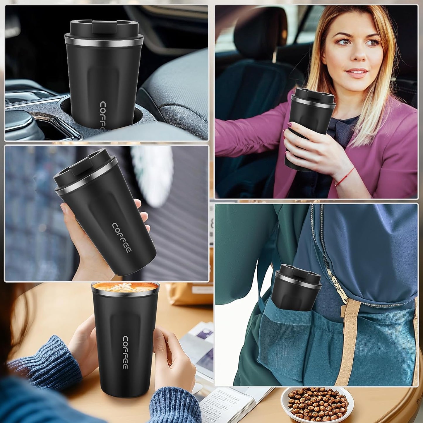 17oz Travel Coffee Mug, Insulated Coffee Cup with Leakproof Lid | 6-Hour Heat Retention, 360°Leak proof, Vacuum Stainless Steel Double Walled, BPA-free, Reusable And To Go Coffee Mug