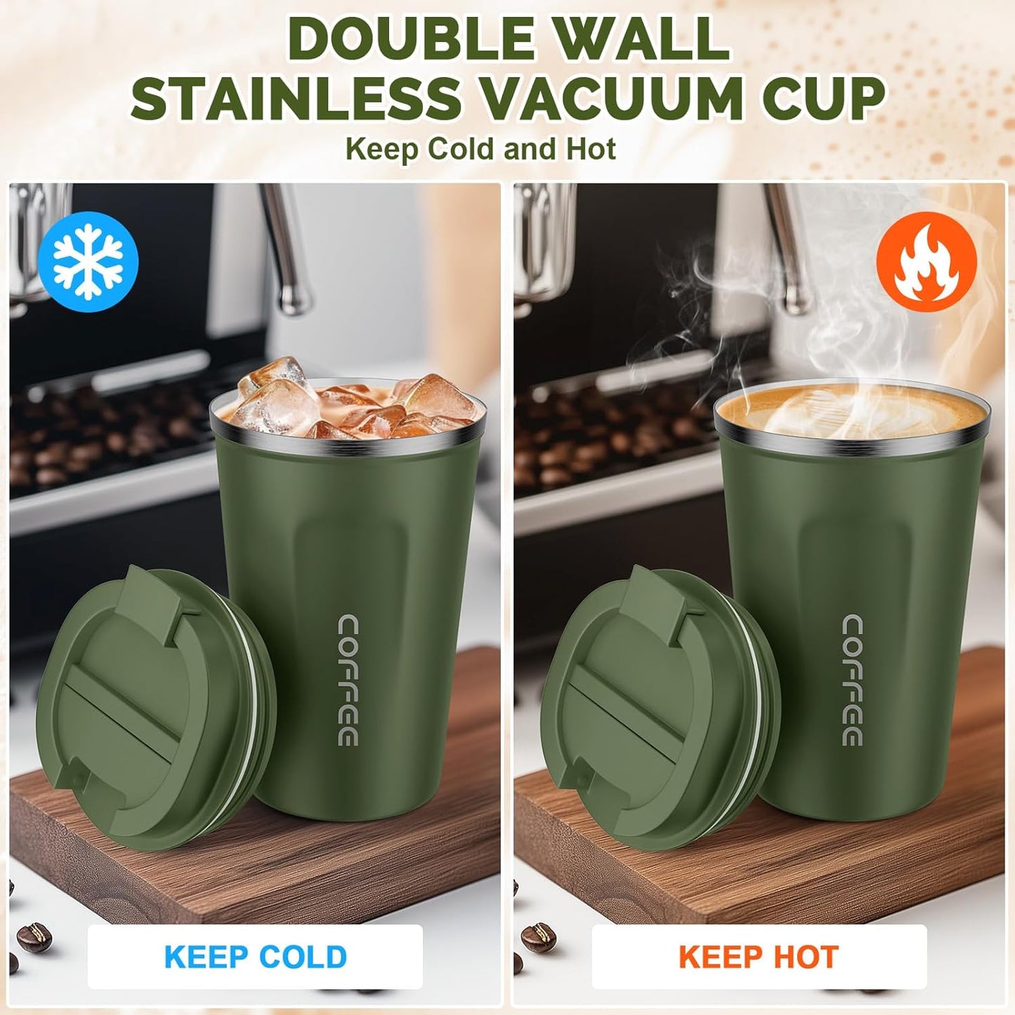 17oz Travel Coffee Mug, Insulated Coffee Cup with Leakproof Lid | 6-Hour Heat Retention, 360°Leak proof, Vacuum Stainless Steel Double Walled, BPA-free, Reusable And To Go Coffee Mug
