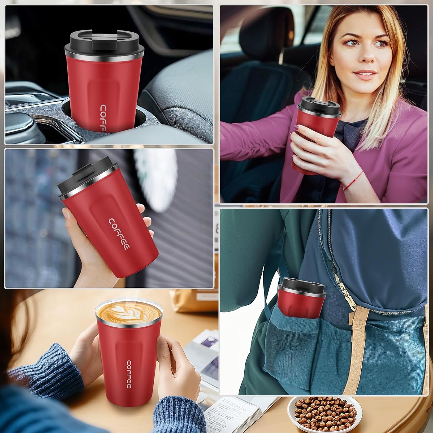 17oz Travel Coffee Mug, Insulated Coffee Cup with Leakproof Lid | 6-Hour Heat Retention, 360°Leak proof, Vacuum Stainless Steel Double Walled, BPA-free, Reusable And To Go Coffee Mug