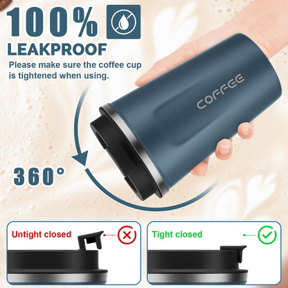 17oz Travel Coffee Mug, Insulated Coffee Cup with Leakproof Lid | 6-Hour Heat Retention, 360°Leak proof, Vacuum Stainless Steel Double Walled, BPA-free, Reusable And To Go Coffee Mug