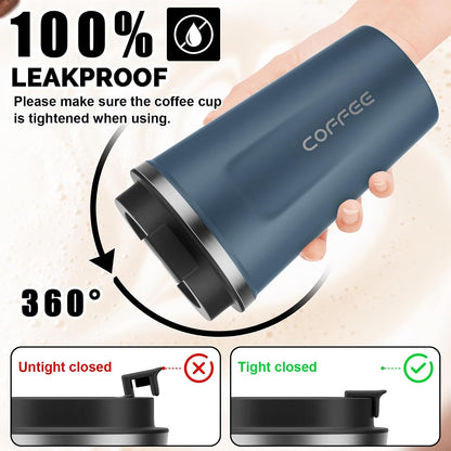 17oz Travel Coffee Mug, Insulated Coffee Cup with Leakproof Lid | 6-Hour Heat Retention, 360°Leak proof, Vacuum Stainless Steel Double Walled, BPA-free, Reusable And To Go Coffee Mug
