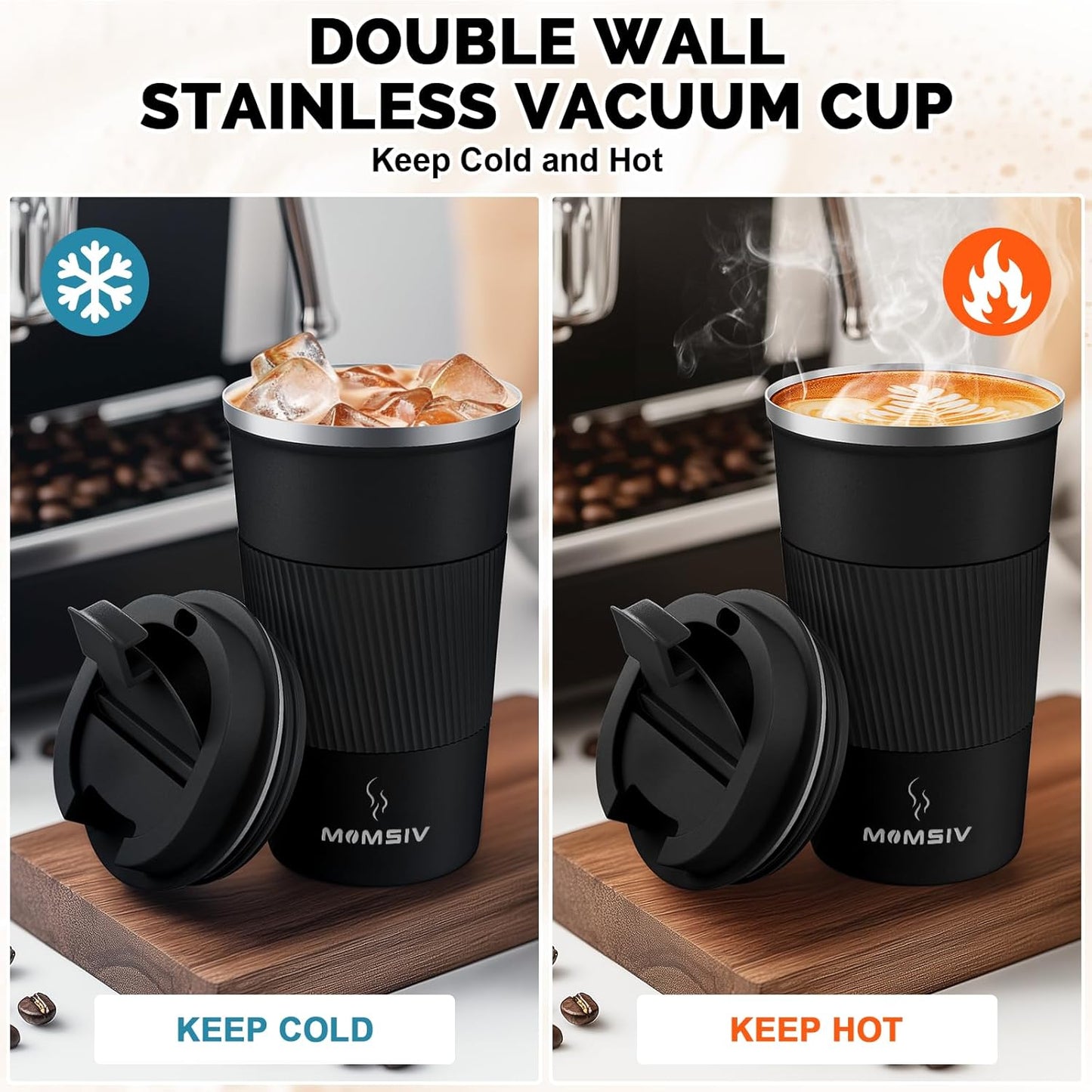 17oz Travel Coffee Mug, Insulated Coffee Cup with Leakproof Lid | 6-Hour Heat Retention, 360°Leak proof, Vacuum Stainless Steel Double Walled, BPA-free, Reusable And To Go Coffee Mug
