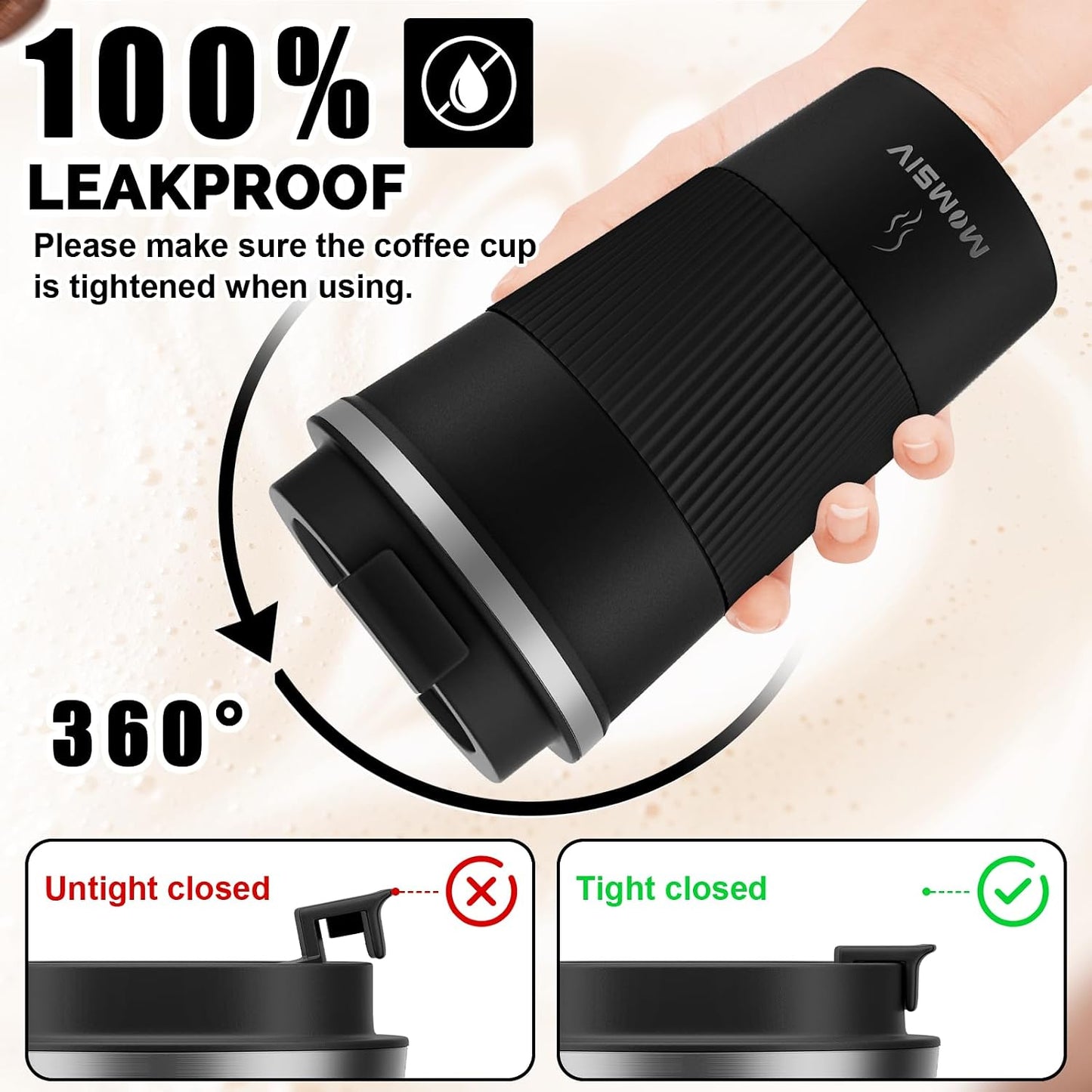 17oz Travel Coffee Mug, Insulated Coffee Cup with Leakproof Lid | 6-Hour Heat Retention, 360°Leak proof, Vacuum Stainless Steel Double Walled, BPA-free, Reusable And To Go Coffee Mug