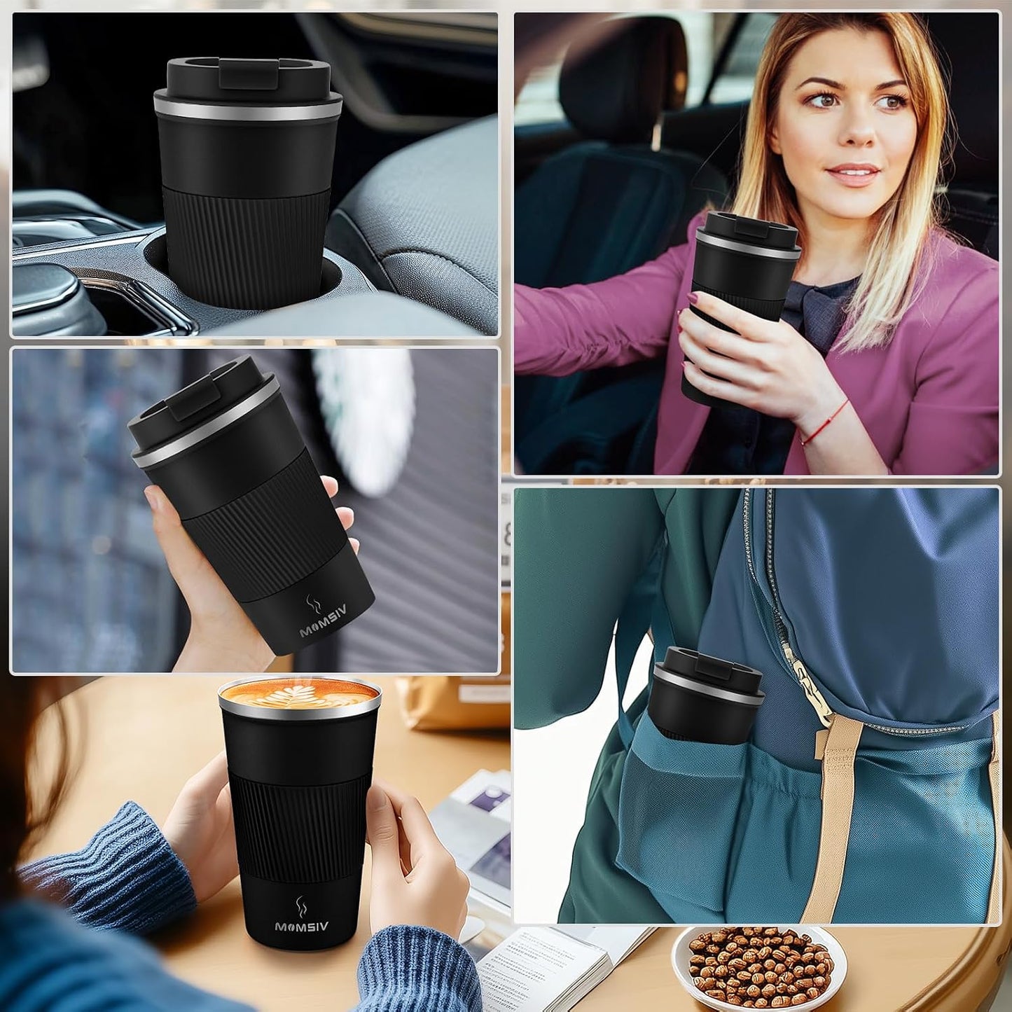 17oz Travel Coffee Mug, Insulated Coffee Cup with Leakproof Lid | 6-Hour Heat Retention, 360°Leak proof, Vacuum Stainless Steel Double Walled, BPA-free, Reusable And To Go Coffee Mug