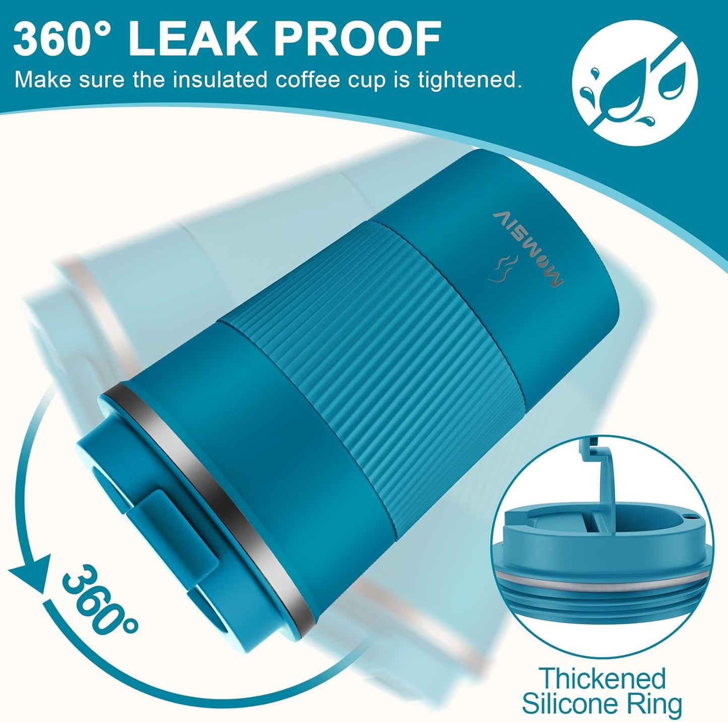 17oz Travel Coffee Mug, Insulated Coffee Cup with Leakproof Lid | 6-Hour Heat Retention, 360°Leak proof, Vacuum Stainless Steel Double Walled, BPA-free, Reusable And To Go Coffee Mug