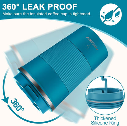17oz Travel Coffee Mug, Insulated Coffee Cup with Leakproof Lid | 6-Hour Heat Retention, 360°Leak proof, Vacuum Stainless Steel Double Walled, BPA-free, Reusable And To Go Coffee Mug