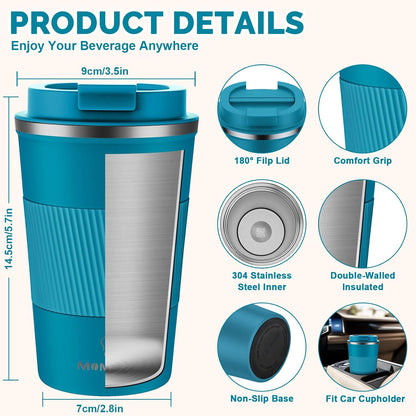 17oz Travel Coffee Mug, Insulated Coffee Cup with Leakproof Lid | 6-Hour Heat Retention, 360°Leak proof, Vacuum Stainless Steel Double Walled, BPA-free, Reusable And To Go Coffee Mug