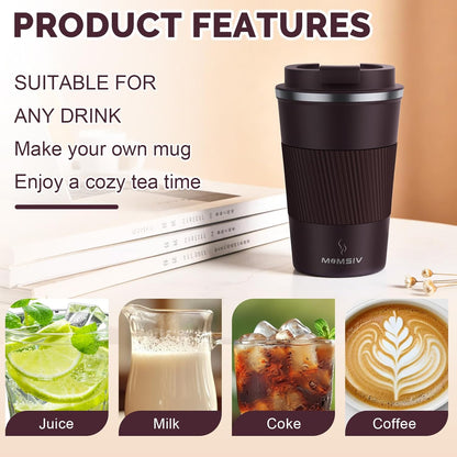 17oz Travel Coffee Mug, Insulated Coffee Cup with Leakproof Lid | 6-Hour Heat Retention, 360°Leak proof, Vacuum Stainless Steel Double Walled, BPA-free, Reusable And To Go Coffee Mug