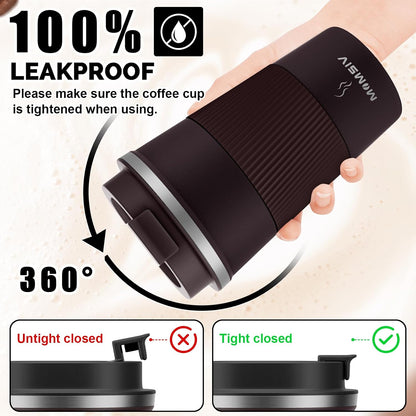 17oz Travel Coffee Mug, Insulated Coffee Cup with Leakproof Lid | 6-Hour Heat Retention, 360°Leak proof, Vacuum Stainless Steel Double Walled, BPA-free, Reusable And To Go Coffee Mug
