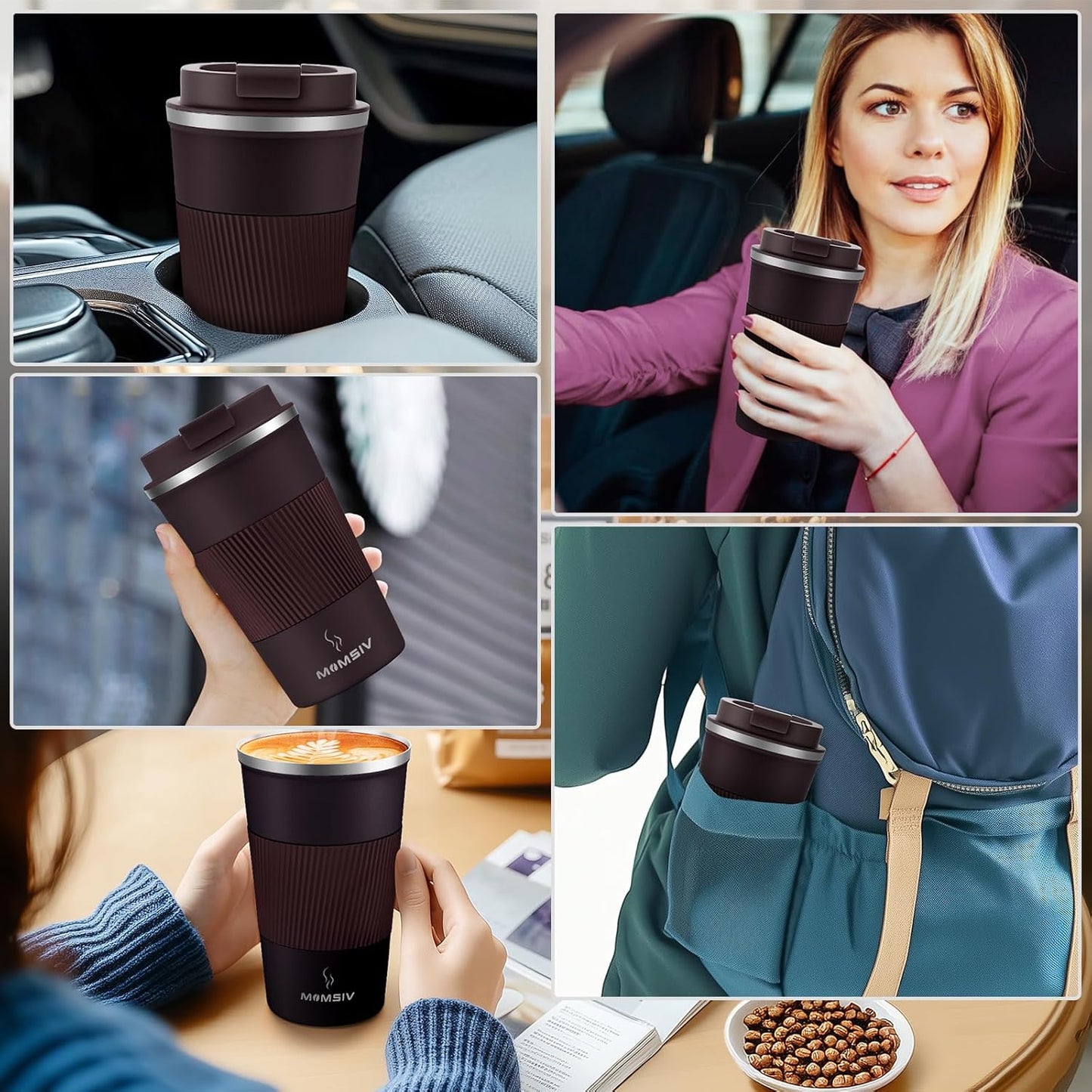 17oz Travel Coffee Mug, Insulated Coffee Cup with Leakproof Lid | 6-Hour Heat Retention, 360°Leak proof, Vacuum Stainless Steel Double Walled, BPA-free, Reusable And To Go Coffee Mug