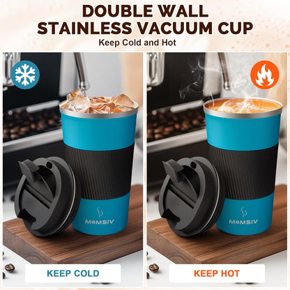17oz Travel Coffee Mug, Insulated Coffee Cup with Leakproof Lid | 6-Hour Heat Retention, 360°Leak proof, Vacuum Stainless Steel Double Walled, BPA-free, Reusable And To Go Coffee Mug