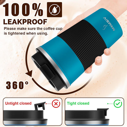 17oz Travel Coffee Mug, Insulated Coffee Cup with Leakproof Lid | 6-Hour Heat Retention, 360°Leak proof, Vacuum Stainless Steel Double Walled, BPA-free, Reusable And To Go Coffee Mug