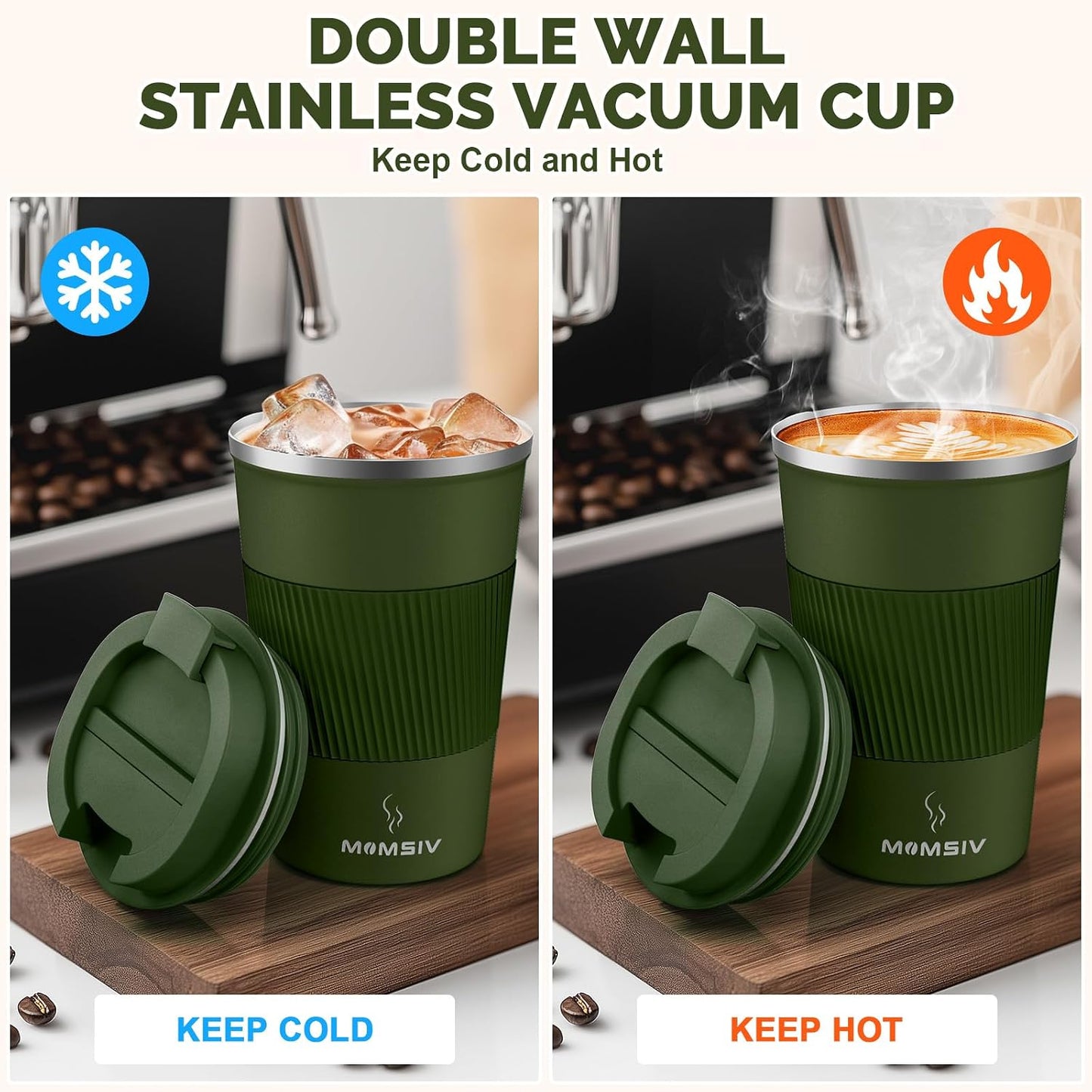17oz Travel Coffee Mug, Insulated Coffee Cup with Leakproof Lid | 6-Hour Heat Retention, 360°Leak proof, Vacuum Stainless Steel Double Walled, BPA-free, Reusable And To Go Coffee Mug