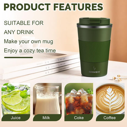 17oz Travel Coffee Mug, Insulated Coffee Cup with Leakproof Lid | 6-Hour Heat Retention, 360°Leak proof, Vacuum Stainless Steel Double Walled, BPA-free, Reusable And To Go Coffee Mug