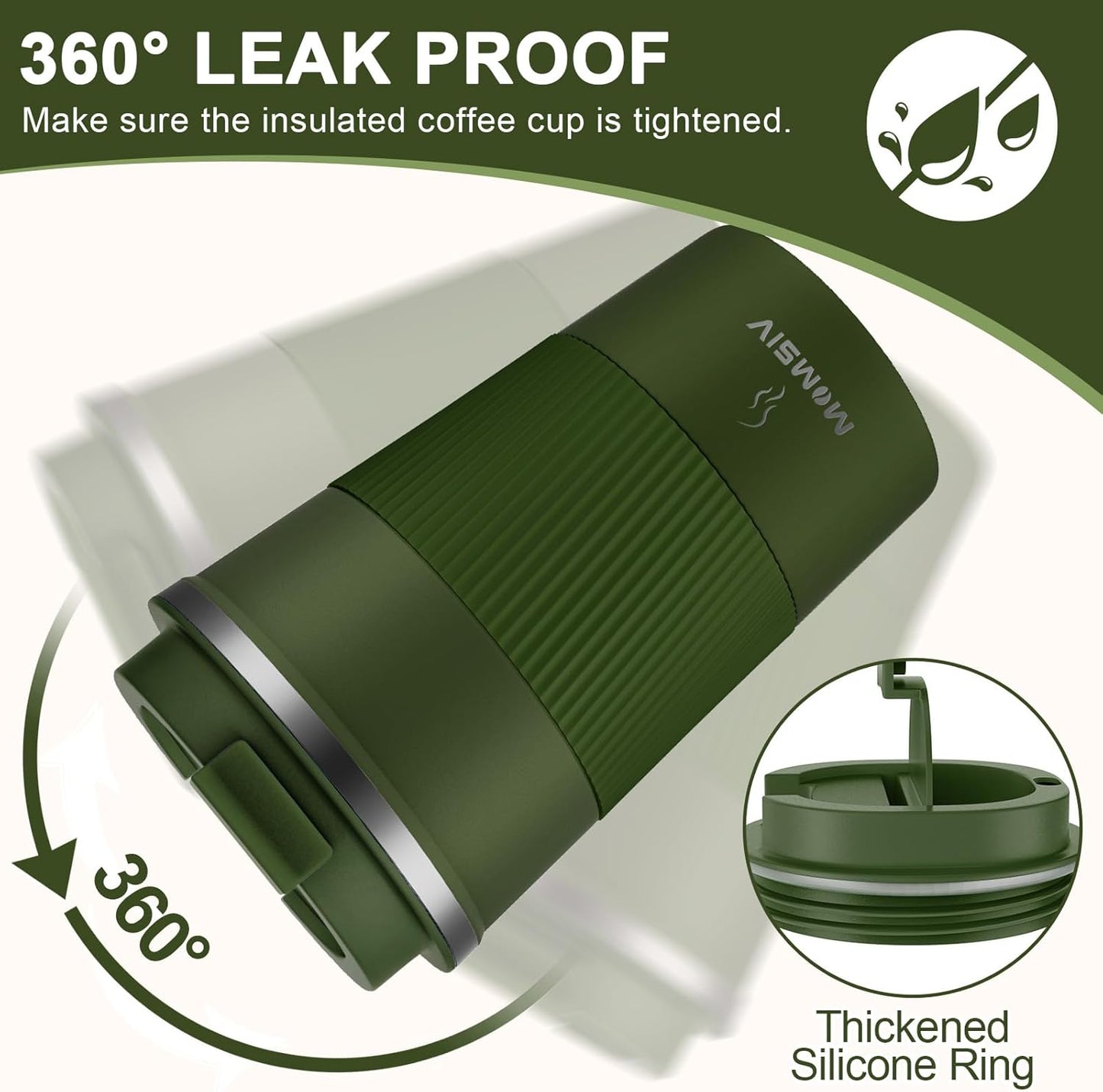 17oz Travel Coffee Mug, Insulated Coffee Cup with Leakproof Lid | 6-Hour Heat Retention, 360°Leak proof, Vacuum Stainless Steel Double Walled, BPA-free, Reusable And To Go Coffee Mug