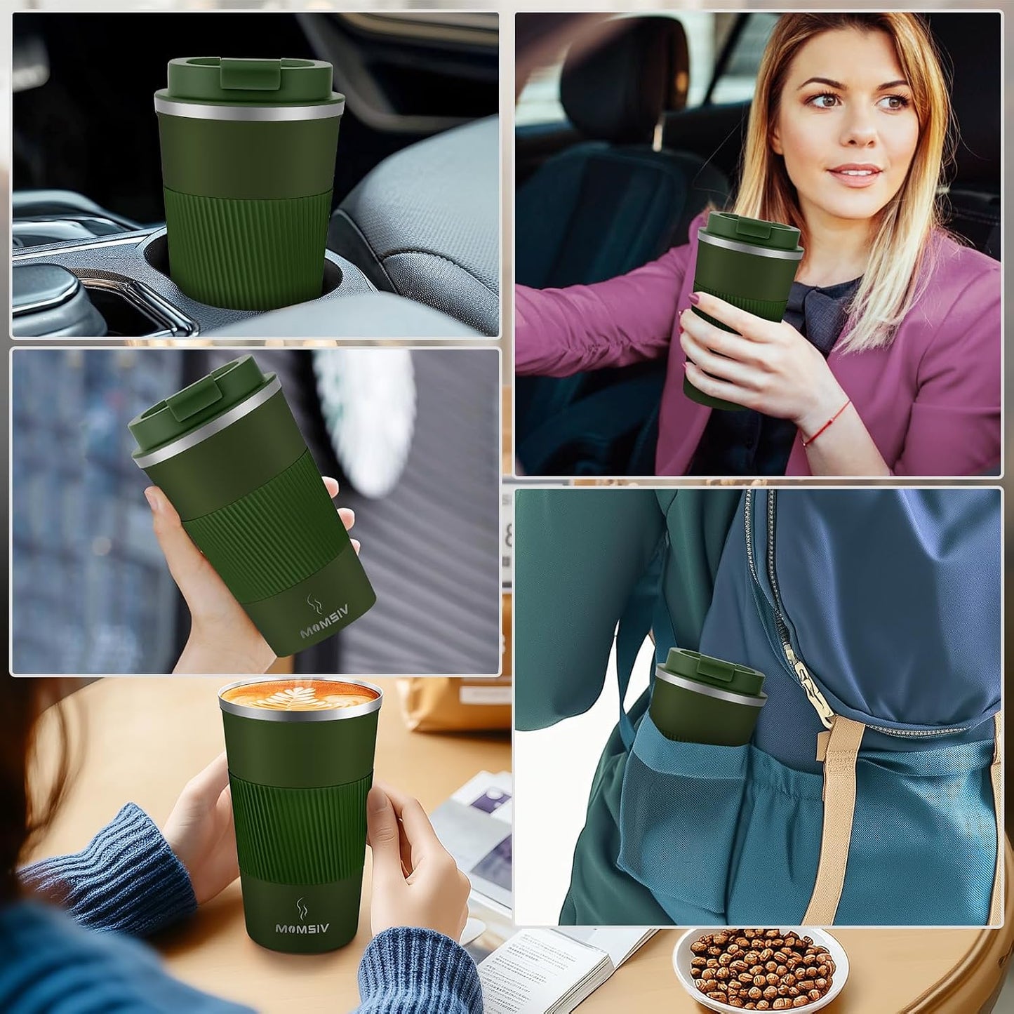 17oz Travel Coffee Mug, Insulated Coffee Cup with Leakproof Lid | 6-Hour Heat Retention, 360°Leak proof, Vacuum Stainless Steel Double Walled, BPA-free, Reusable And To Go Coffee Mug