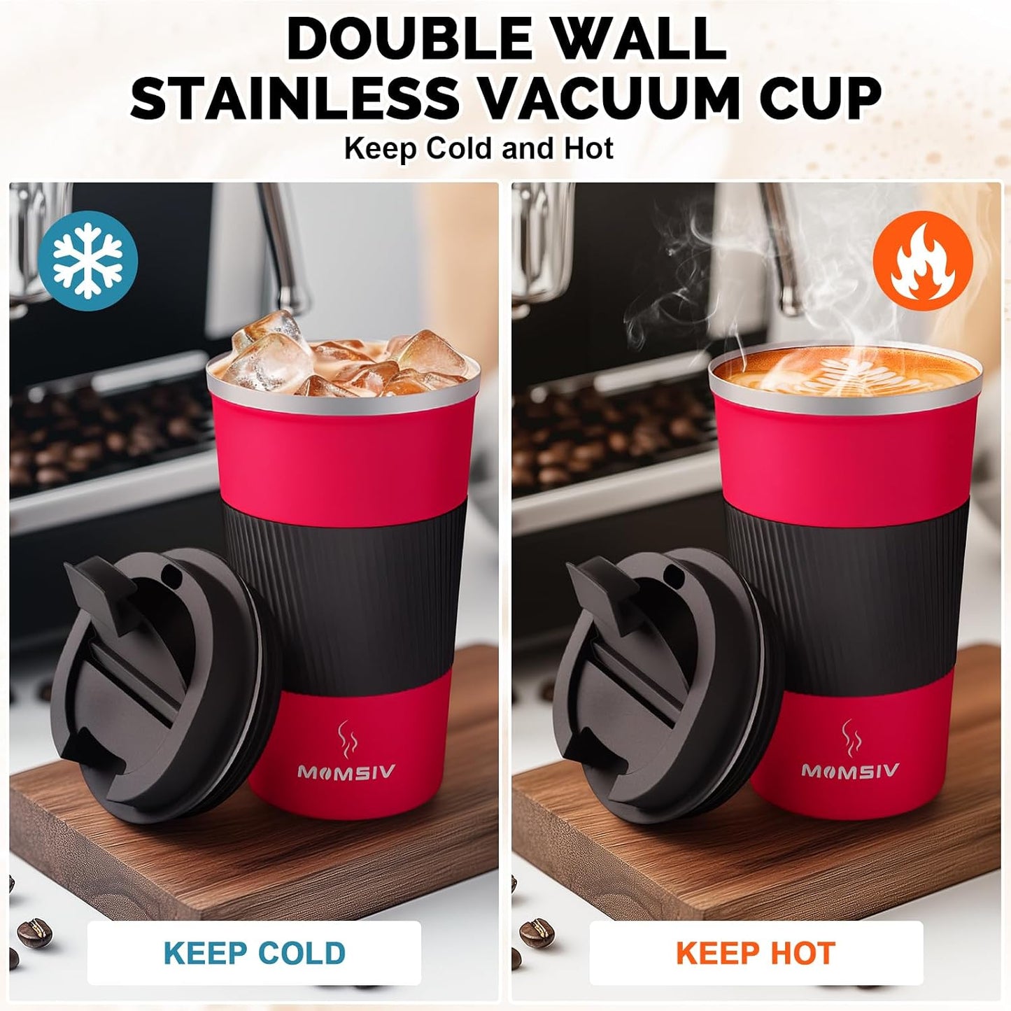 17oz Travel Coffee Mug, Insulated Coffee Cup with Leakproof Lid | 6-Hour Heat Retention, 360°Leak proof, Vacuum Stainless Steel Double Walled, BPA-free, Reusable And To Go Coffee Mug