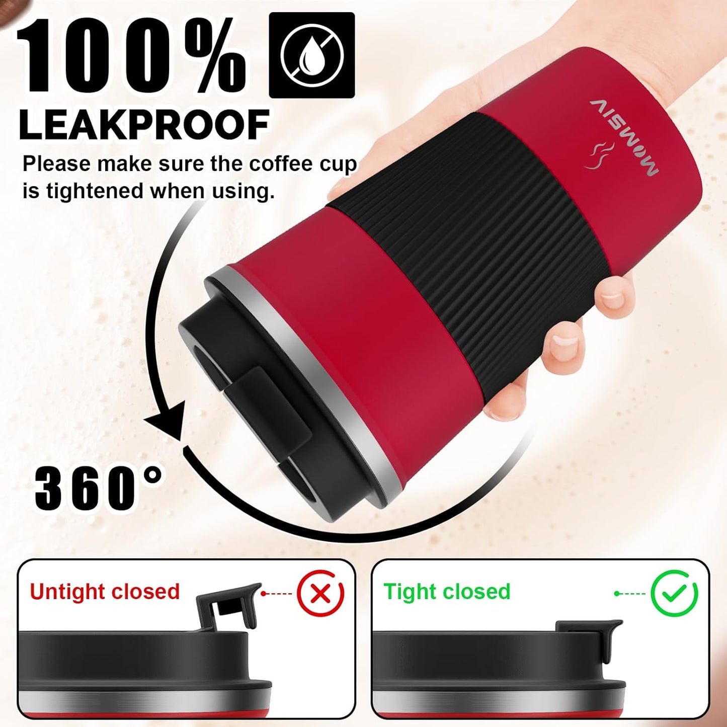 17oz Travel Coffee Mug, Insulated Coffee Cup with Leakproof Lid | 6-Hour Heat Retention, 360°Leak proof, Vacuum Stainless Steel Double Walled, BPA-free, Reusable And To Go Coffee Mug