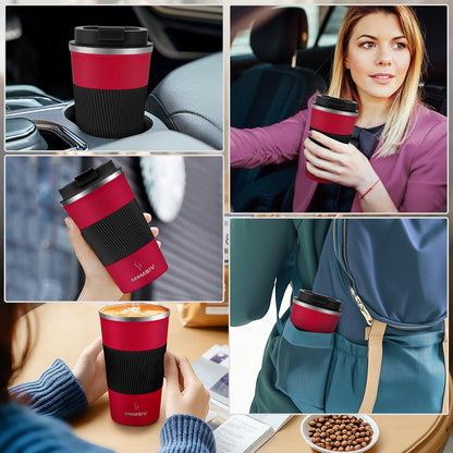 17oz Travel Coffee Mug, Insulated Coffee Cup with Leakproof Lid | 6-Hour Heat Retention, 360°Leak proof, Vacuum Stainless Steel Double Walled, BPA-free, Reusable And To Go Coffee Mug