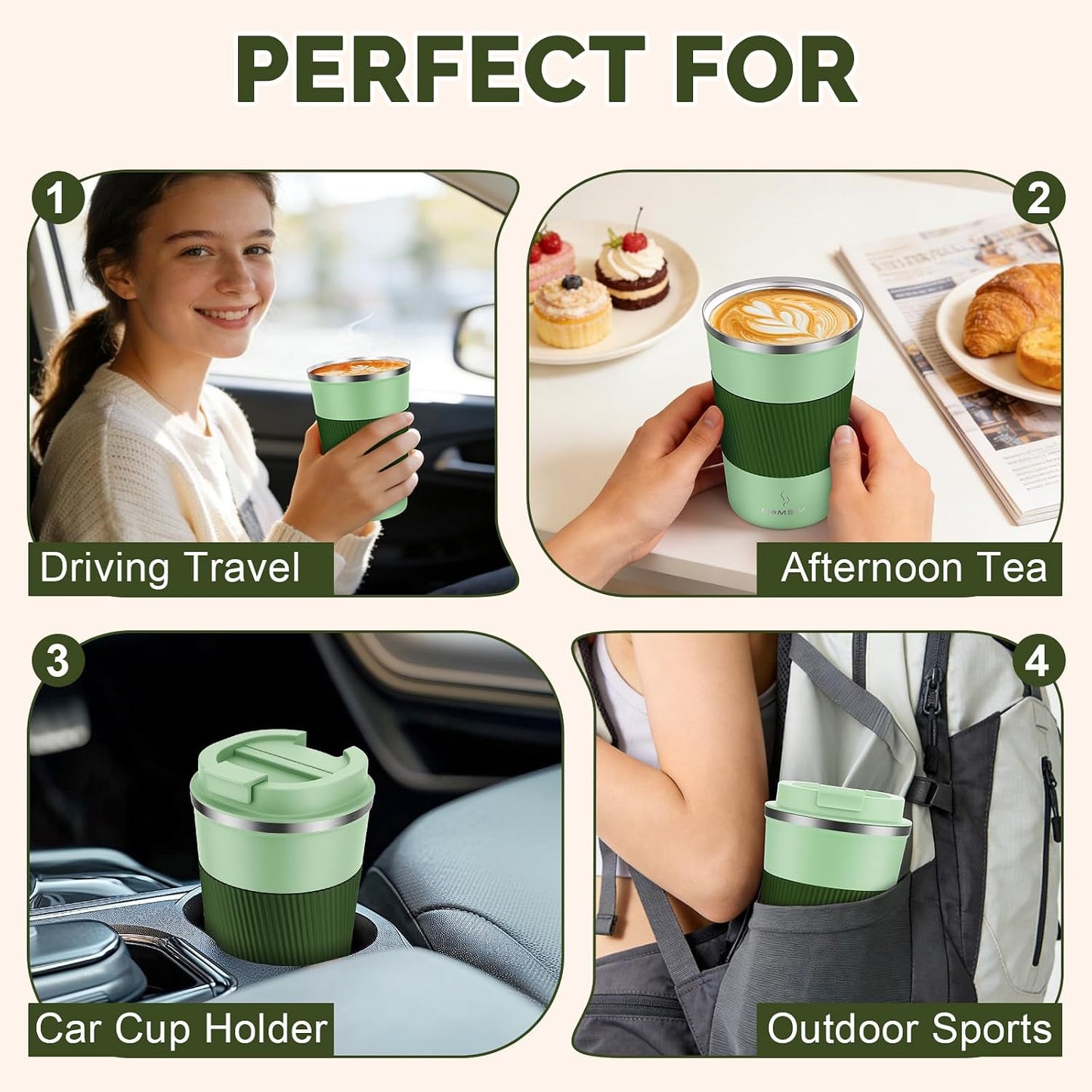 17oz Travel Coffee Mug, Insulated Coffee Cup with Leakproof Lid | 6-Hour Heat Retention, 360°Leak proof, Vacuum Stainless Steel Double Walled, BPA-free, Reusable And To Go Coffee Mug