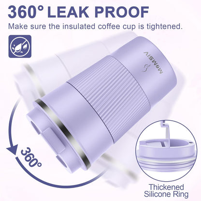 17oz Travel Coffee Mug, Insulated Coffee Cup with Leakproof Lid | 6-Hour Heat Retention, 360°Leak proof, Vacuum Stainless Steel Double Walled, BPA-free, Reusable And To Go Coffee Mug