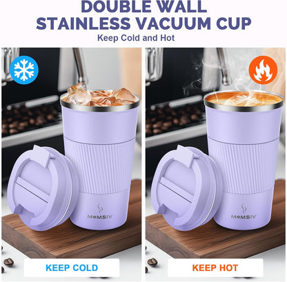 17oz Travel Coffee Mug, Insulated Coffee Cup with Leakproof Lid | 6-Hour Heat Retention, 360°Leak proof, Vacuum Stainless Steel Double Walled, BPA-free, Reusable And To Go Coffee Mug