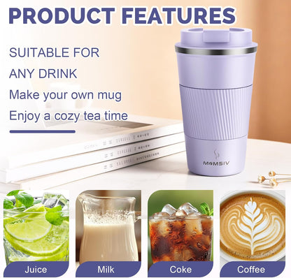 17oz Travel Coffee Mug, Insulated Coffee Cup with Leakproof Lid | 6-Hour Heat Retention, 360°Leak proof, Vacuum Stainless Steel Double Walled, BPA-free, Reusable And To Go Coffee Mug