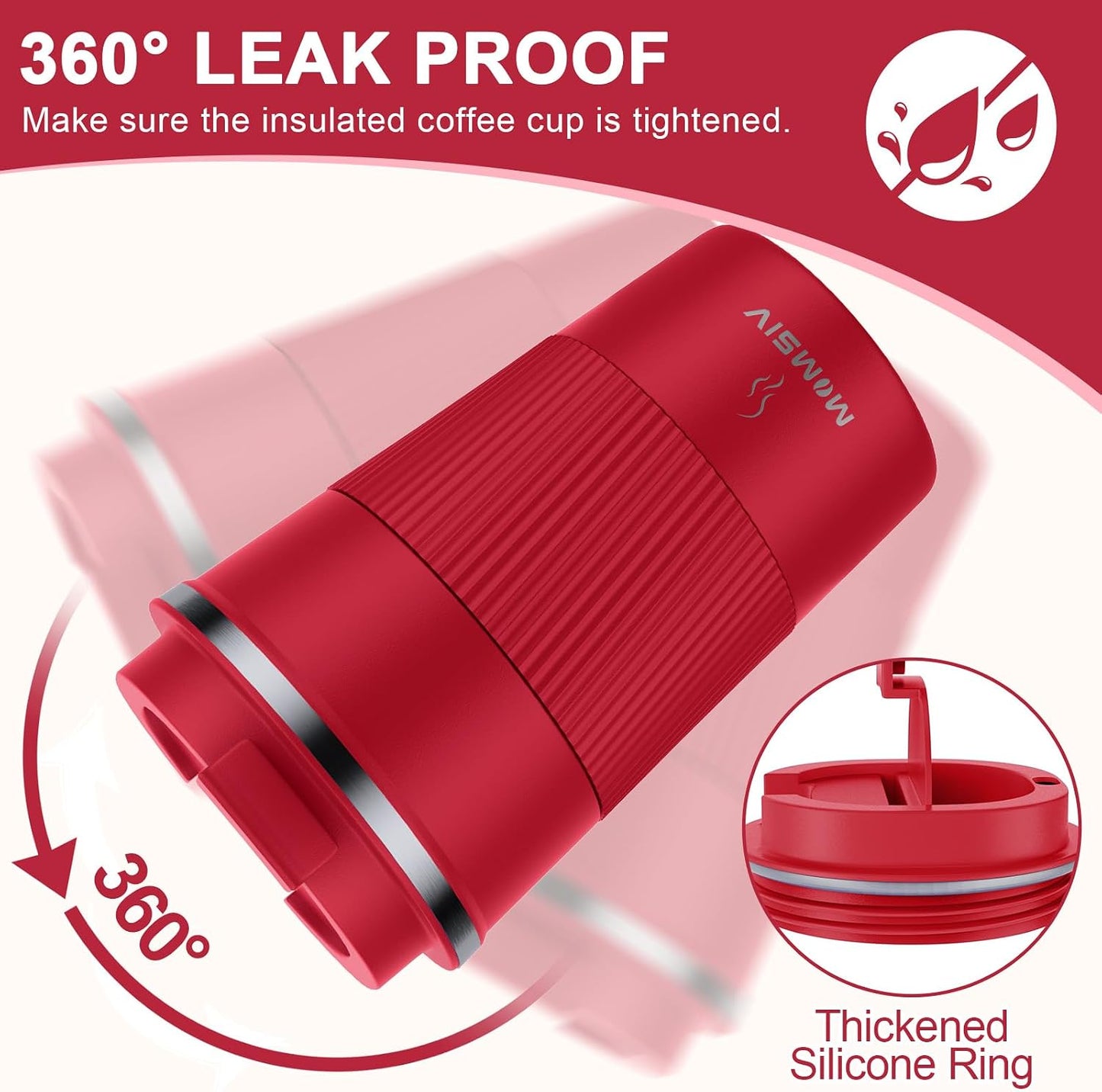 17oz Travel Coffee Mug, Insulated Coffee Cup with Leakproof Lid | 6-Hour Heat Retention, 360°Leak proof, Vacuum Stainless Steel Double Walled, BPA-free, Reusable And To Go Coffee Mug