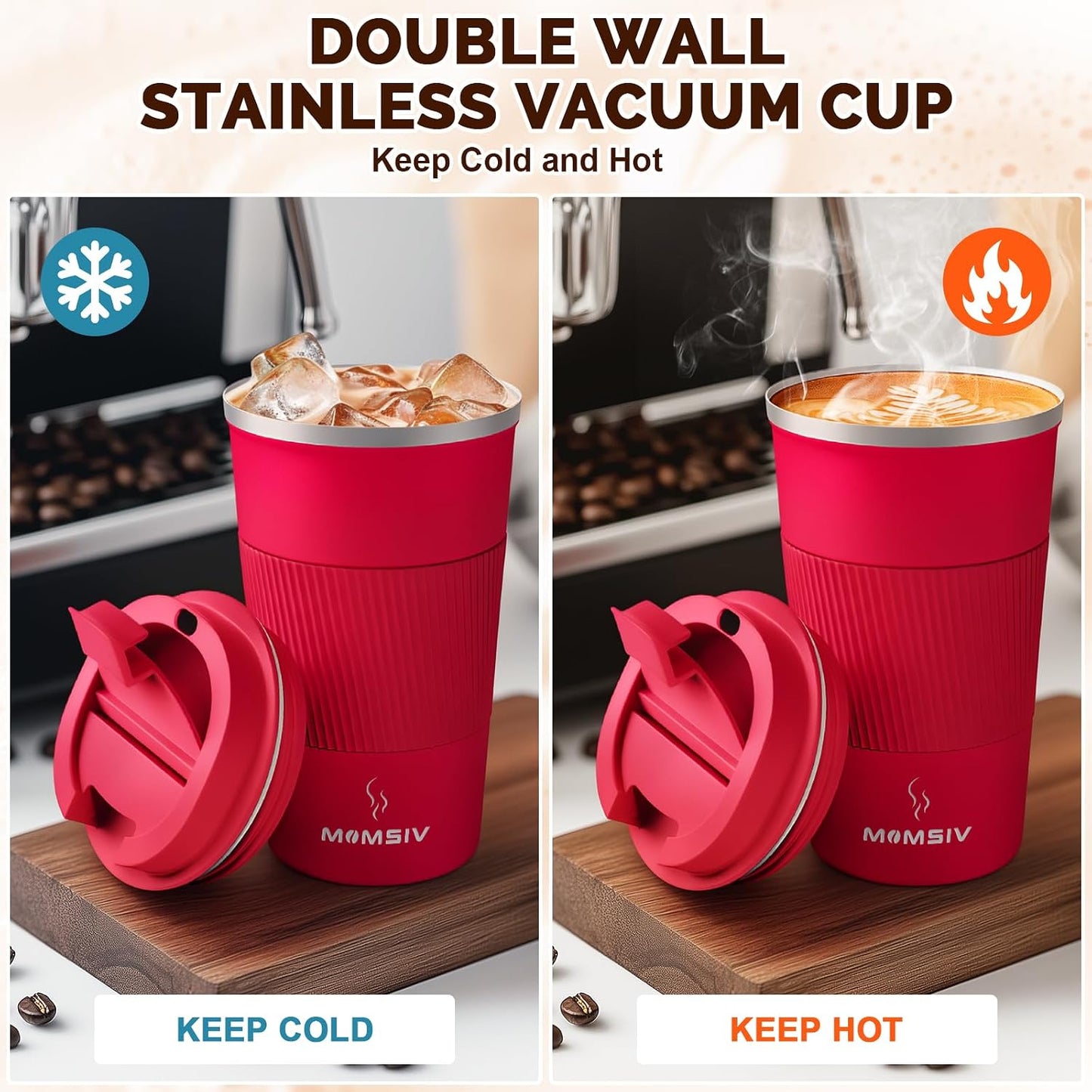17oz Travel Coffee Mug, Insulated Coffee Cup with Leakproof Lid | 6-Hour Heat Retention, 360°Leak proof, Vacuum Stainless Steel Double Walled, BPA-free, Reusable And To Go Coffee Mug