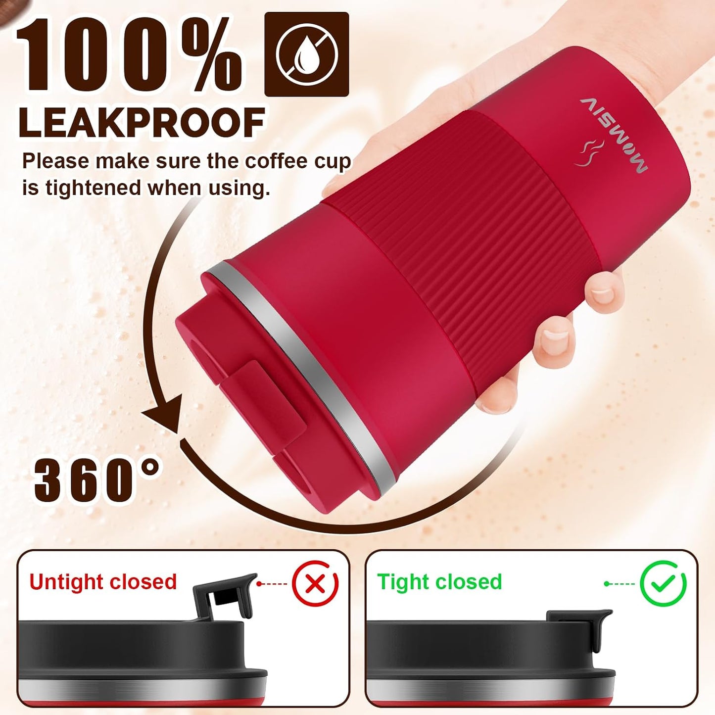 17oz Travel Coffee Mug, Insulated Coffee Cup with Leakproof Lid | 6-Hour Heat Retention, 360°Leak proof, Vacuum Stainless Steel Double Walled, BPA-free, Reusable And To Go Coffee Mug