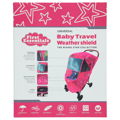 Stroller Rain Cover Universal, Baby Travel Weather Shield, Windproof Waterproof, Protect from Dust Snow (Black)