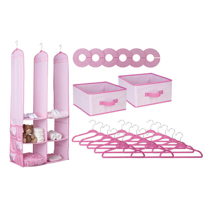 Nursery Storage 24 Piece Set - Easy Storage/Organization Solution - Keeps Bedroom, Nursery & Closet Clean, Pink