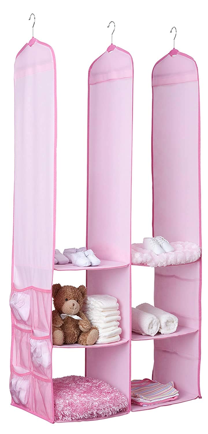 Nursery Storage 24 Piece Set - Easy Storage/Organization Solution - Keeps Bedroom, Nursery & Closet Clean, Pink