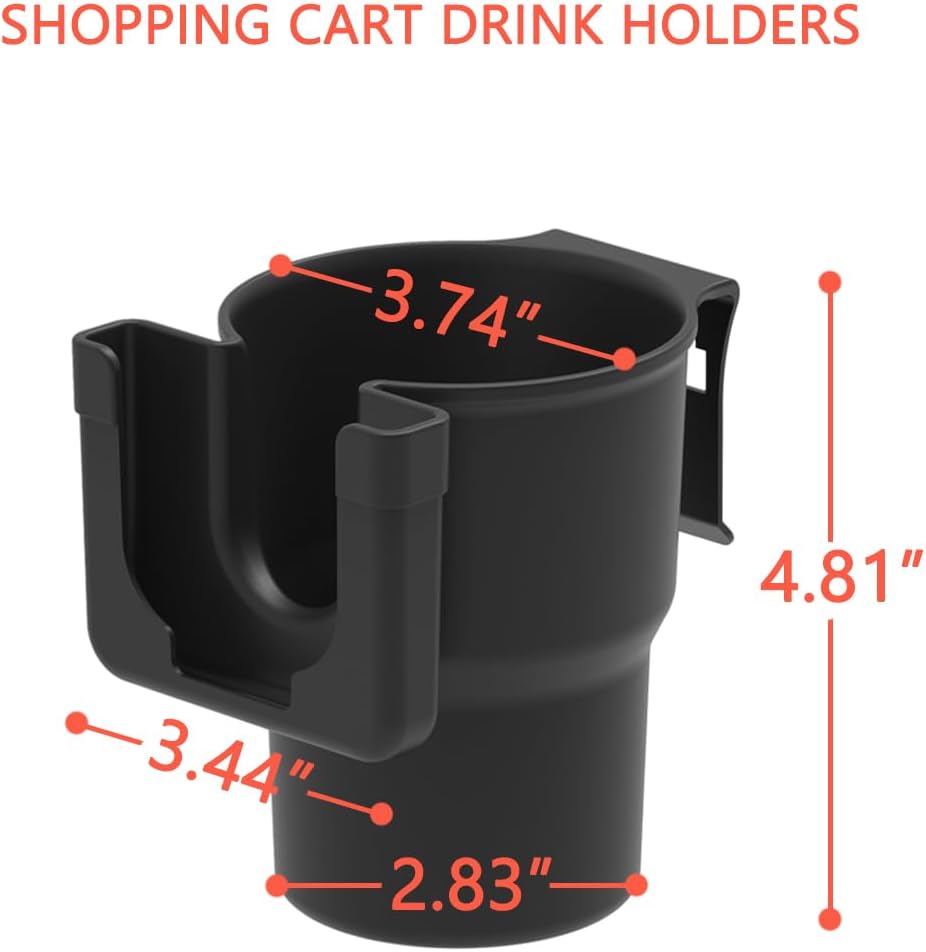 Portable Grocery Cart Cup Holder with Phone Holder - Drink Carrier for Hanging Coffee Cup Water Bottle
