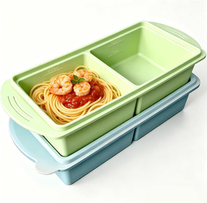 Silicone Freezer Molds, Pack of 2, 4-Compartment 500ml 2-Cup Extra Large Soup Freezer Container Trays for Soup, Stews & Sauces, Oven & Dishwasher Safe