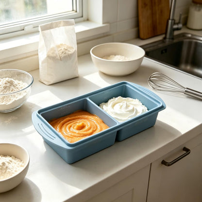 Silicone Freezer Molds, Pack of 2, 4-Compartment 500ml 2-Cup Extra Large Soup Freezer Container Trays for Soup, Stews & Sauces, Oven & Dishwasher Safe