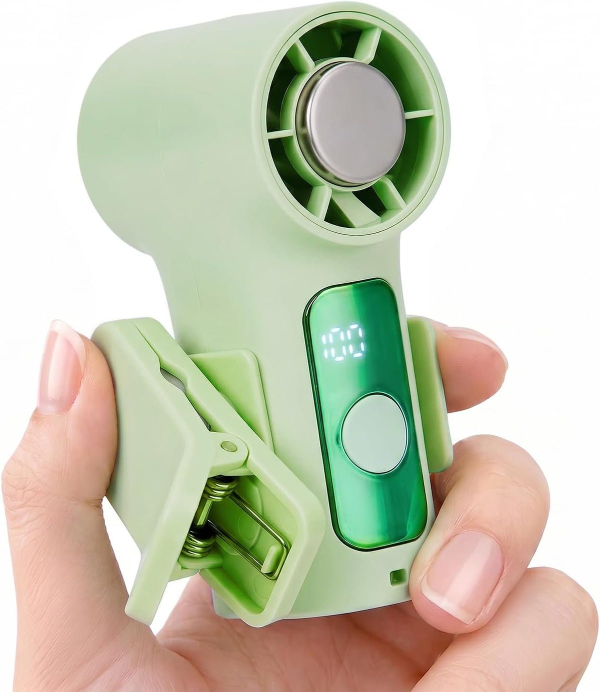 Clip-On Portable Fan Rechargeable Personal Handheld Mini Fan with LED Display Stroller Fan 360° Rotatable Small Bladeless Fan Clip on for Shirt 6-Speed For Outdoor & Travel & Office