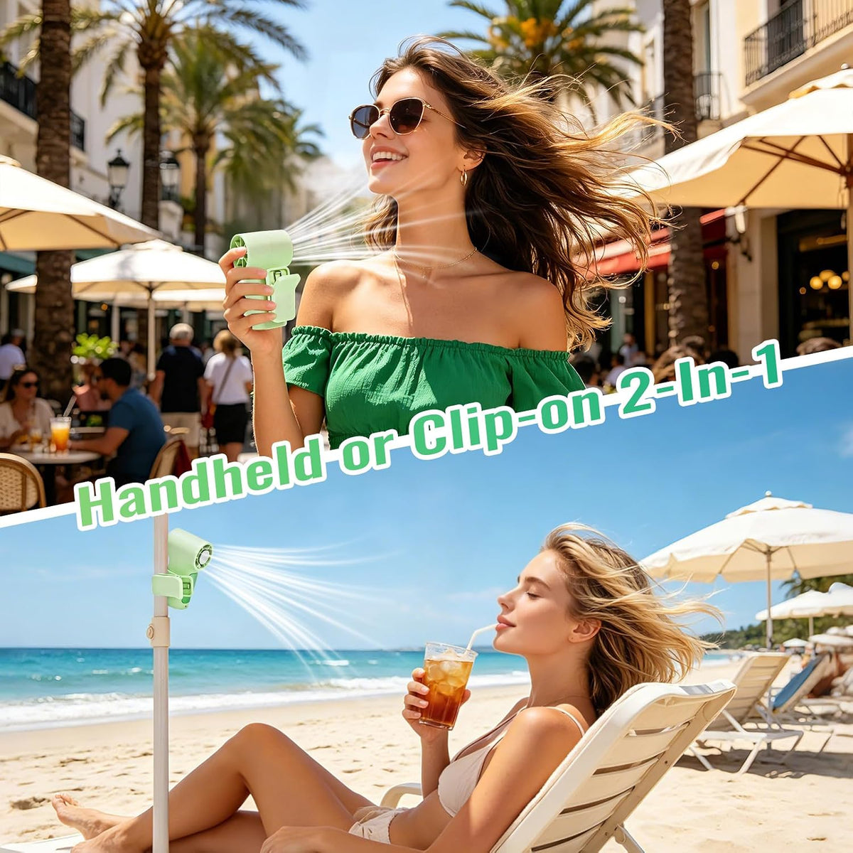 Clip-On Portable Fan Rechargeable Personal Handheld Mini Fan with LED Display Stroller Fan 360° Rotatable Small Bladeless Fan Clip on for Shirt 6-Speed For Outdoor & Travel & Office