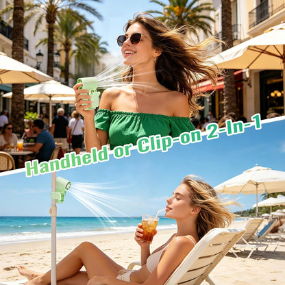 Clip-On Portable Fan Rechargeable Personal Handheld Mini Fan with LED Display Stroller Fan 360° Rotatable Small Bladeless Fan Clip on for Shirt 6-Speed For Outdoor & Travel & Office