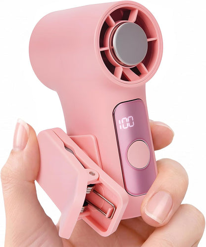 Clip-On Portable Fan Rechargeable Personal Handheld Mini Fan with LED Display Stroller Fan 360° Rotatable Small Bladeless Fan Clip on for Shirt 6-Speed For Outdoor & Travel & Office